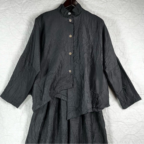 ITEMZ Chris Baumgartner Silk Black One Size Unstructured Pajamas 2pc loungewear - Picture 3 of 16